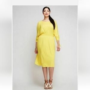 Lane bryant yellow 3/4 sleeve open shoulder dress